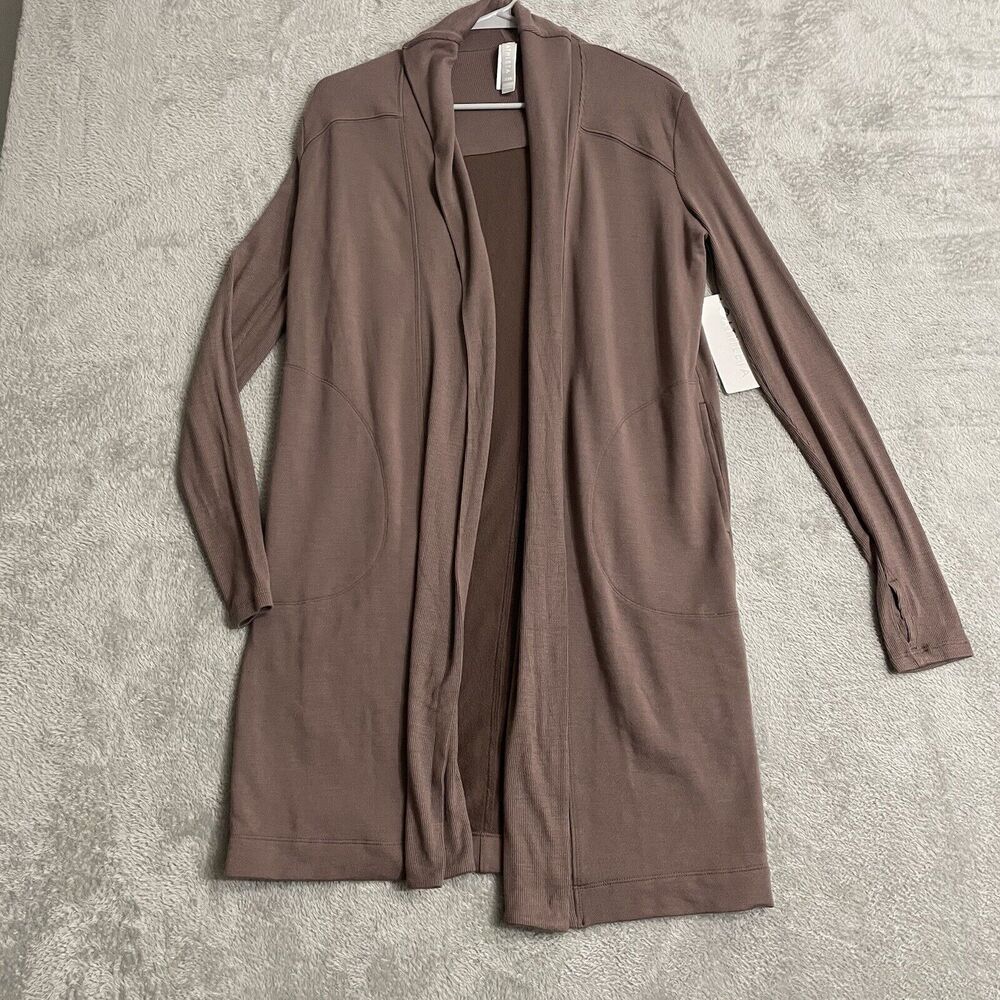 Athleta Cardigan Women’s XXS Mauve Coaster Long Wrap Nirvana Soft Dumb Hole New